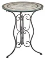 Kobolo Gartentisch Metalltisch Bistrotisch Tisch in Mosaikoptik - Metall mit Glasplatte - 60cm - schwarz - Terrasse Balkon Kaffeetisch Deko rund Blume
