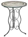 Kobolo Gartentisch Metalltisch Bistrotisch Tisch in Mosaikoptik - Metall mit Glasplatte - 60cm - schwarz
