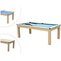 Vente-Unique Billardtisch, Blau, Natur, Holz, 213x111.8 cm, Freizeit, Sport & Fitness