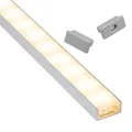 SOTECH LED Profil-PH1 (2000 x 18 x 8,5 mm) Silbermatt (EV1) für breite LED Stripes bis 16 mm (z.B. für Philips Hue LightStrip) Aufbauprofil mit opaler Abdeckung und Endkappenset