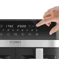 Caso 3186 AirFry Duo Chef Doppel-Heißluftfritteuse, Farbe:Schwarz/Silber - Silber