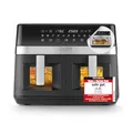 CASO AirFry DuoChef -Heißluftfritteuse mit 2 Kammern, 14L Volumen, nahezu fettfrei, 10 Programme, 50-200°C, Timer, LED-Anzeige, Sichtfenster, SHAKE-Reminder, spülmaschinengeeignet