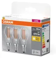 Osram LED Base Classic P Lampe, in Tropfenform mit E14-Sockel, nicht dimmbar, Ersetzt 40 Watt, Filamentstil Klar, Warmweiß - 2700 Kelvin, 3er-Pack