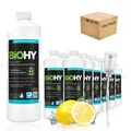 BiOHY Glas- und Oberflächenreiniger (12x1l Flasche) + Dosierer | Alkoholreiniger Konzentrat | Universalreiniger | Intensiv & Nachhaltig reinigender Automatenreiniger | Profi -Reiniger