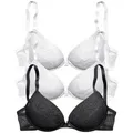 petite fleur Push-up-BH (Packung, 3 Stück) mit Bügel und herausnehmbaren Kissen, Dessous schwarz|weiß 75