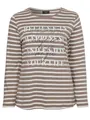 VIA APPIA DUE Langarmshirt Modisches Langarmshirt mit Pailletten (1-tlg) im Streifen-Look