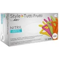 AMPri Nitril-Handschuhe Nitril U.-Handschuhe Style tutti frutti, Gr. XS/S/M/L/XL (Einweghandschuhe, 96-St., Fingerspitzen texturiert für besseren Griff) Puderfrei und unsteril XS