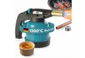 TOM Flambierbrenner Lötbrenner Bunsenbrenner Set optional 4x 190g Gaskartuschen Gasbrenner, (1-tlg), 1300°C, Piezzozündung, 94,5 g/h, 1300W