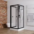 Schulte Komplettkabine Juist, 80 x 80 x 190 cm, Sicherheitsglas (ESG) Klar hell, Mattschwarz