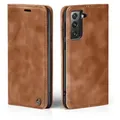 Handy Hülle für Samsung Galaxy S21 5G Klapphülle Bookcase Flip Cover Handy Tasche Etui Farbe: Hellbraun - Hellbraun