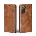 LBH Handyhülle für Samsung Galaxy S21 5G in Hellbraun mit Karten- und Geldfach Smartphone Hülle mit Standfunktion Flip Case Schutzhülle Magnetverschluss Vintage
