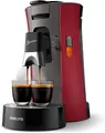 Philips Domestic Appliances Senseo Select CSA240/90 Kaffeepadmaschine - Kaffeestärkewahl Plus, Memo-Funktion, aus recyceltem Plastik, ‎1450 Watt, ‎0.9 Liter, ‎31 x 15.5 x 31 cm, Rot