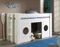 Vipack Halbhohes Spielbett "FREYA" 90 x 200 - Hausbett Hochbett Kinderbett  Weiß