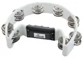 XDrum Hand Tambourin Halbmond Form (Tambourine, 16 Paar verchromte Stahl-Schellen, Kunststoff) weiß