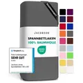Jacobson Spannbettlaken BOXSPRING & ÜBERLÄNGE aus 100% Baumwolle, für hohe & lange Matratzen, Jersey Bettlaken 160 g/m2, OEKO-TEX® grau 180 - 200 cm x 220 cm