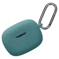 kwmobile Silikon Case für JBL Wave Beam / Beam 2 / Wave 200TWS Hülle - Kopfhörer Schutzhülle mit Karabiner - Geprägtes Muster Blaugrün