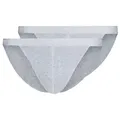Skiny Slip 2er Pack Basic (Spar-Set, 2-St) Slip / Unterhose - Baumwolle - ohne Eingriff - Atmungsaktiv grau XL