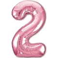 Luftballon 2. Geburtstag Zahl 2 Rosa XXL Riesen Folienballon 100cm Geburtstagsdeko Mädchen Ballon Zahl Deko zum Geburtstag. Fliegt mit Helium.