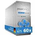 Varta Power One Hörgerätebatterien Typ 675 blau, Batterien 60 Stück Vorratspack, wireless approved, Größe p675 für Hörgeräte und Hörhilfen, high hearing level, quecksilberfrei, Made in Germany