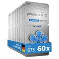 Power One Hörgerätebatterien Typ 675 blau, Batterien 60 Stück Vorratspack, wi...