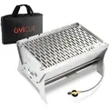 ovicue Grill klein M | Mobiler Steck-Gasgrill – Tragbarer Edelstahlgrill mit Stecksystem – Gas- & Holzkohlebetrieb – Inkl. Tragetasche