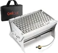 ovicue Grill klein M | Mobiler Steck-Gasgrill – Tragbarer Edelstahlgrill mit Stecksystem – Gas- & Holzkohlebetrieb – Inkl. Tragetasche – Perfekt für Camping, Balkon, Garten & Outdoor