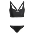 adidas Damen 3 Stripes V-Back Bikini Swimwear, Black/White, 44