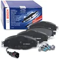 Bosch BP1505 - Auto Bremsbeläge vorne - Bosch-Qualität - für leises Bremsen mit wenig Staub - ECE-R90 zertifiziert - kupferfrei - 1 Set mit 4 Bremsbelägen - Mit Zubehör