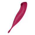 Satisfyer 'Twirling Pro Connect App', 20 cm, mit App, Druckwellen- und Auflegevibrator, beidseitig verwendbar, Druckwellen und zirkulierende Vibration, Farbe:Rot