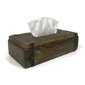 LS-LebenStil Vintage Holz Tissuebox Unika - alte Ziegelform - Braun 31x15cm - Tücherbox Kosmetiktücher-Box Taschentuch-Spender Box Spender für Kleenex Feuchttücher feuchtes Toilettenpapier