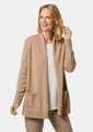 GOLDNER Strickjacke Kurzgröße: Langarm Cardigan aus Merino Damen Indoorjacke lang, offen tragbar, Langarm, weich, hüftbedeckend