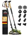 ALPENWERT Wanderstöcke [Carbon & Aluminium] Walking Stöcke für Damen und Herren - Teleskop Trekkingstöcke mit Korkgriff zum Wandern, Nordic Walking und Skitouren (Carbon)