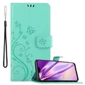 Cadorabo Hülle kompatibel mit Huawei Y9 2019 Blumen Design aus Premium Kunst Leder Flip Klappbare Stoßfeste Magnetische [Standfunktion] [Kartenfächern] Cover Hülle für Huawei Y9 2019 Tasche in Türkis
