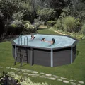 GRE Composite WPC Pool Set oval 3,86m x 5,24m x 1,24m Super Komplettset Ovalpool / 386 x 524 x 124 cm Ovalbecken Poolset