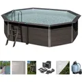 Ovalpool GRE "Avantgarde", grau (anthrazit), B:386cm H:124cm L:524cm, Schwimmbecken, 6-tlg., Composite Pool, BxLxH: 386x524x124 cm