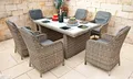 Ragnarök Möbel-Design Garten-Essgruppe Esstisch Set Kingchair, (Set, Polyrattan, Alu), Set bestehend aus 6 bequemen Sessel, 1 großem Tisch