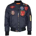TOP GUN Bomberjacke im Pilotenstil mit Patches TG20191053 blau L