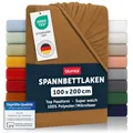 Blumtal® 2er Set Spannbettlaken 100x200x30cm aus Microfaser - Oekotex zertifiziertes Bettlaken Spannbettlaken in Pumpkin Spice - Braun