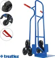 TRESTLES Profi Sackkarre 250kg Treppensteiger, pannensichere Sternräder, Sicherheitsgriffe, stabile Schaufel, Stahlrahmen, Blau