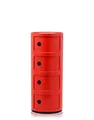 Kartell Componibili, 4 Elements, Rot, Runde Basis