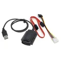 B45 USB 2.0 auf IDE/SATA Adapter 3-in-1 Kabel – Festplattenadapter für 2,5"/3,5" HDD & SSD, inkl. SATA 15-Pin Buchse & 4-Pin Molex, Konverter für externe Datenübertragung, (Netzteil nicht enthalten)