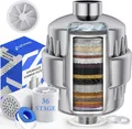 36 Stufen Duschfilter mit Lüfterblättern, Vitamin C E Kalkfilter Dusche mit 2 F