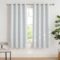 PONY DANCE Thermo Gardinen Hitzeschutz Ösenschal 2er Set H 175 x B 140 cm Grau-weiß, Verdunkelungsvorhang mit Ösen Kurze Vorhänge Wohnzimmer Modern Thermal Curtains