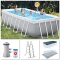 Intex Swimming Pool Set Frame Prism 488x244x107cm Pumpe Leiter Boden-Abdeckplane