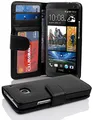 Cadorabo Hülle für HTC ONE M7 (1. Gen.) in Oxid SCHWARZ – Handyhülle mit Magnetverschluss und 3 Kartenfächern – Case Cover Schutzhülle Etui Tasche Book Klapp Style