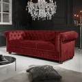 riess-ambiente Barock Sofa CHESTERFIELD 205cm rot Samt Federkern Knopfheftung 3-Sitzer Couch