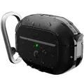 KeyBudz ElementProof für AirPods Pro 2 Case mit Schloss, vollständig wasserdichtes AirPods Pro Etui 2. Generation, robuster Schutz, Hartschalenhülle, Karabiner für AirPods Pro 1 & 2 - Schwarz
