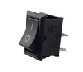 Wippschalter, Kippschalter, Geräteschalter, Mini-Wippenschalter 250V 6A 125V 10A AC, KCD1 (6V 9V 12V 24V 125V AC/DC) schwarz rechteckig 19 x 13 mm, 2 Polig EIN/AUS