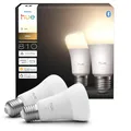 Philips Hue Smart LED A60 Lampe, warmes Weißlicht 2700K, LED Leuchtmittel mit E27 Fassung, 7W, 810 Lumen, dimmbar, smartes Licht kompatibel mit Alexa, Google Assistant und Apple Home, 2er Pack
