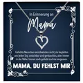 22Feels Kondolenz Geschenk, In Erinnerung an Mama, Trauer Schmuck Set Frauen, Andenken an verstorbene Mutter, Muttertag, RIP Beerdigung - Echt Silber 925 Herz Halskette mit Karte